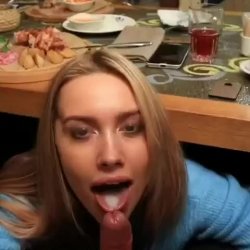 BEAUTIFUL FACE SUCKED COCK ON DINNER